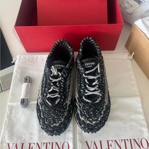Valentino Garavani Black/ Grey Crochet Sneakers EU Size 41 , US Size 8